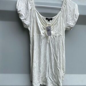 Ambiance white Fitted Puff Sleeve Blouse